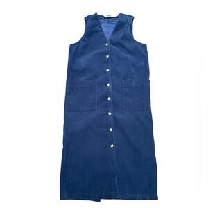 Vintage FADS Blue Corduroy Button-Down Dress Womens 6 Petite
